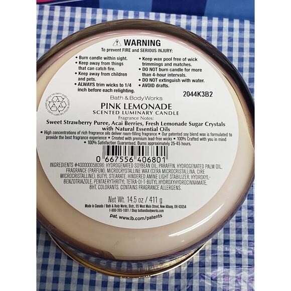 BBW LOVE YOU MOM Pink Lemonade Large 3 Wick Candle Home Fragrance Decor - Picture 2 of 2